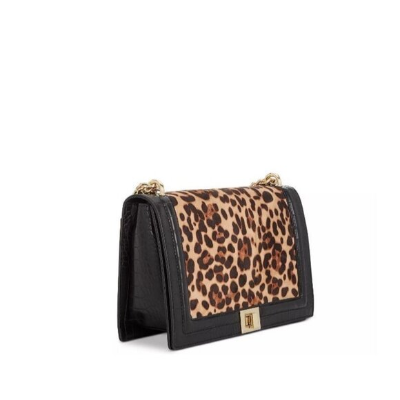 INC Ajae flap over convertible crossbody shoulder bag -Leopard Croc Black - Picture 12 of 12